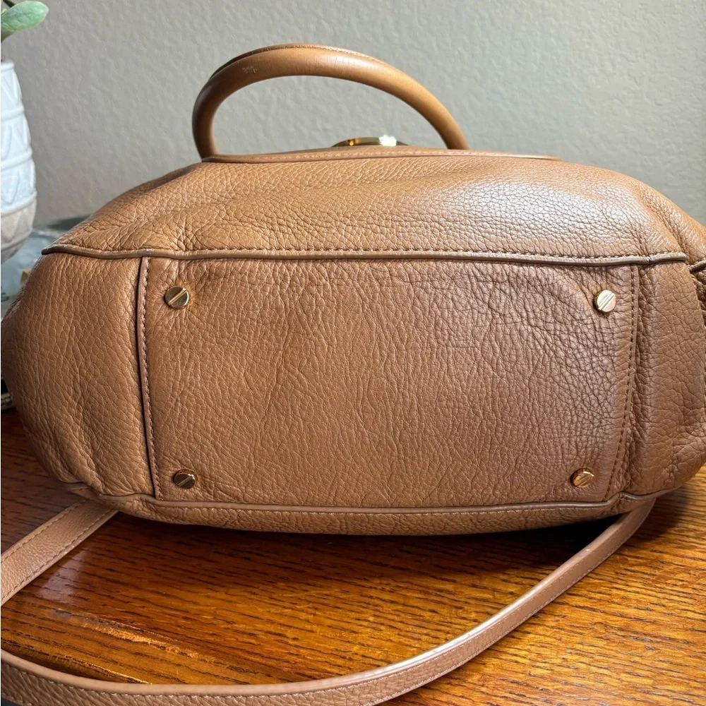 Tory Burch Tan Leather Hobo with Logo Medallion